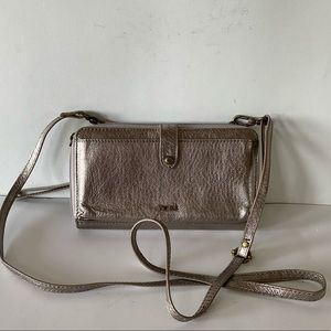 The Sak Gold Metallic Leather Crossbody Purse